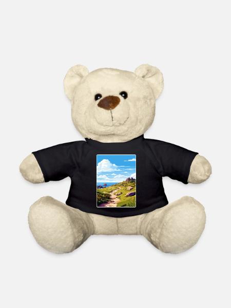 Lands End Cornwall England Travel Poster Souvenir - Teddy Bear - black