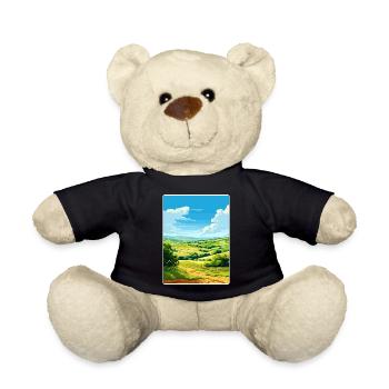 Camel Valley Cornwall England Travel Poster Card - Teddy Bear - black - Front