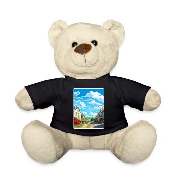 Charlestown, Cornwall, England, Reiseposterkarte - Teddy - Schwarz - Vorne