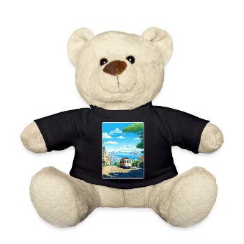 San Francisco Golden Gate California Travel Poster - Teddy Bear - black - Front