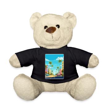 Miami Florida Travel Poster Souvenir Painting WPA - Teddy Bear - black - Front