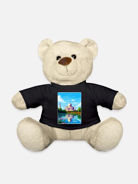 Taj Mahal Agro India Travel Poster Souvenir WPA - Teddy Bear - black