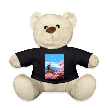 Kyoto Japan Travel Poster Souvenir Postcard Paint - Teddy Bear - black - Front
