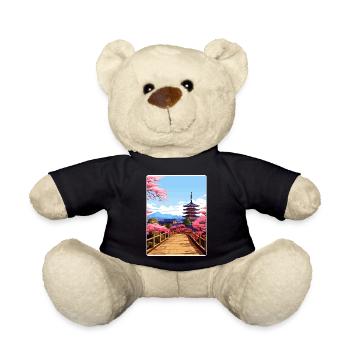 Kyoto Japan Reise Poster Souvenir Postkarte Farbe - Teddy - Schwarz - Vorne