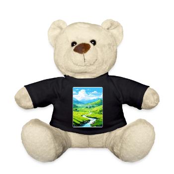 Vietnam Travel Poster Souvenir Postcard Painting - Teddy Bear - black - Front