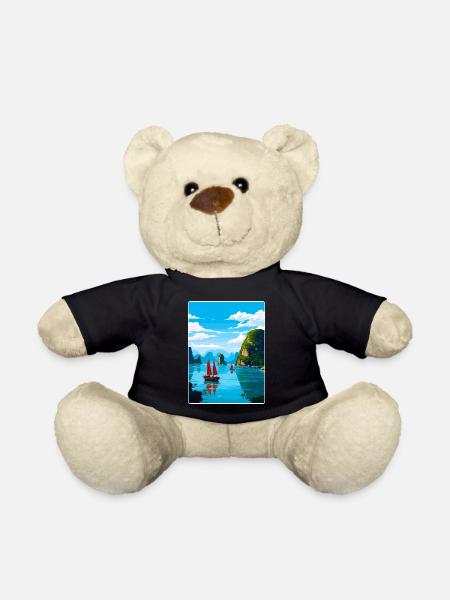 Ha Long Bay Vietnam islands Travel Poster Souvenir - Teddy Bear - black