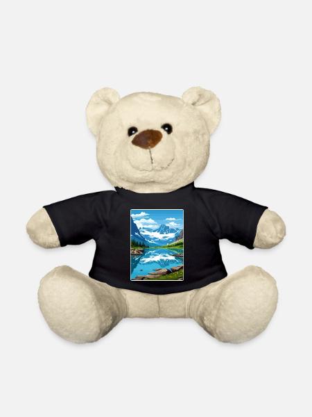 Glacier National Park Travel Poster Souvenir WPA - Teddy Bear - black