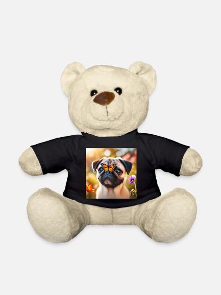 Pfiffiger Hund mit Schmetterling - Teddy - Schwarz
