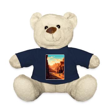 Petra Jordan Affiche de voyage Souvenir Carte Postale Peinture - Nounours - bleu marine - Devant