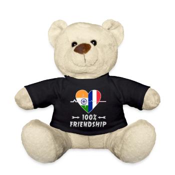 India and France 100% friendship - Teddy Bear - black - Front