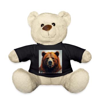 Orangener Bärenporträt Sprenkelkunst - Teddy - Schwarz - Vorne