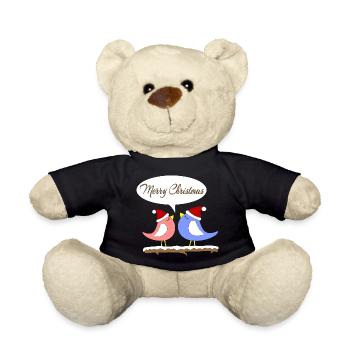 Noël avec des oiseaux amusants - Nounours - noir - Devant