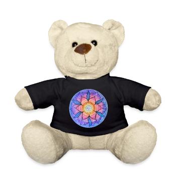 Blumenmandala in lebendigen Farben - Teddy - Schwarz - Vorne