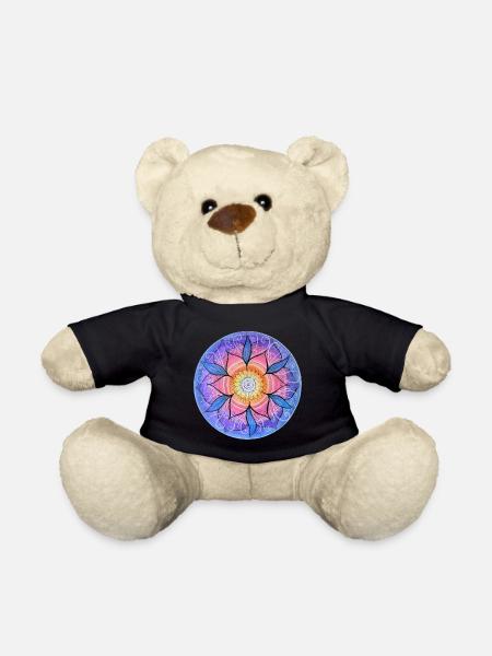 Blumenmandala in lebendigen Farben - Teddy - Schwarz