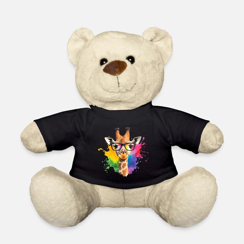 Girafe colorée avec des lunettes et des éclaboussures arc-en-ciel - Nounours - noir