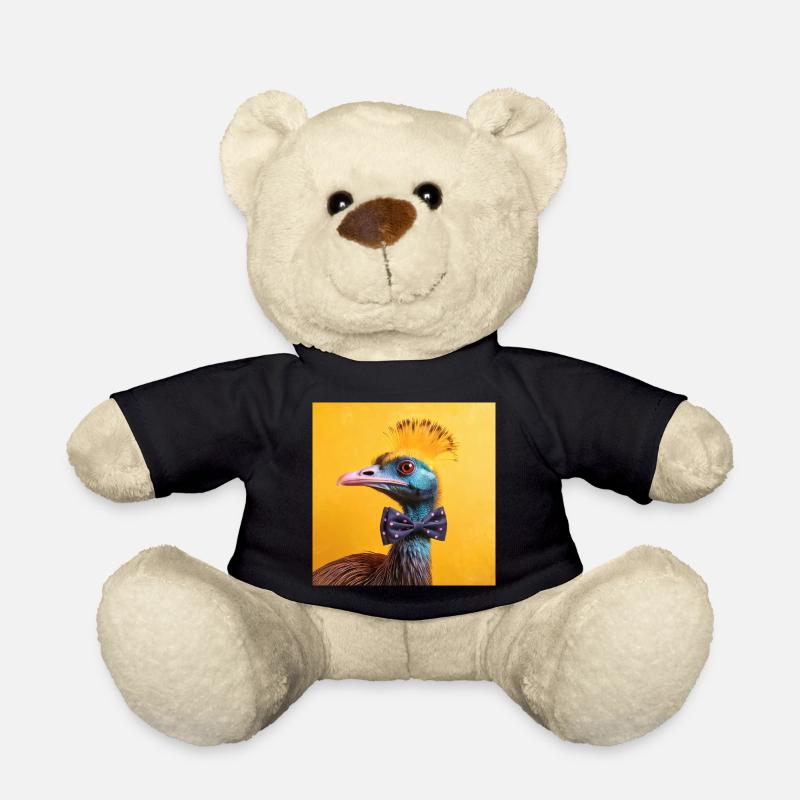 Blue Bird with Bow Tie - Teddy Bear - black