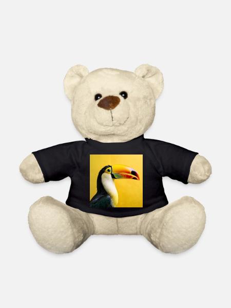 Tukan-Vogel auf tropischen gelben Hintergrundfarben - Teddy - Schwarz