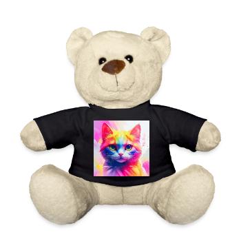 Lebendiges Regenbogenkatzen-Kunstwerk - Teddy - Schwarz - Vorne