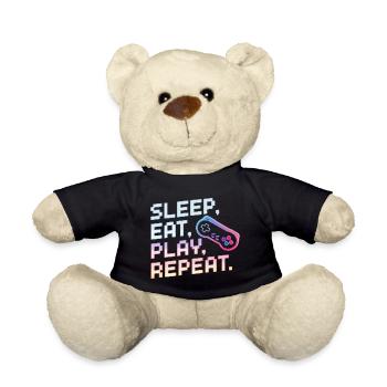 Schlaf Essen Spielen Wiederholen Gaming Design - Teddy - Schwarz - Vorne