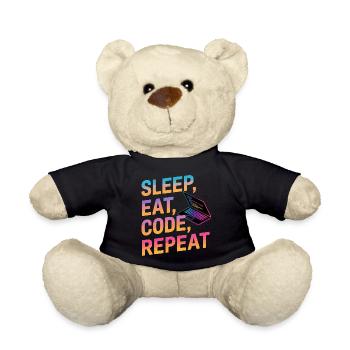 Schlafen, Essen, Programmieren, Wiederholen - Teddy - Schwarz - Vorne