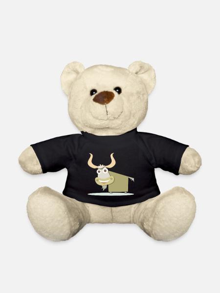 Cheerful illustration of a Tibetan cow. - Teddy Bear - black