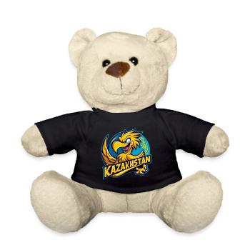 Kasachstan Adler Wappen Cartoon Flagge Geschenk - Teddy - Schwarz - Vorne