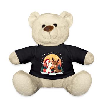 Einhorn Rentier Schneeflocken Weihnachten - Teddy - Schwarz - Vorne