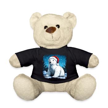 Santa Claus Polar Bear - Teddy Bear - black - Front