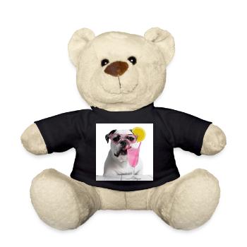 Bulldog in Pink: Cool & Refreshing - Teddy Bear - black - Front