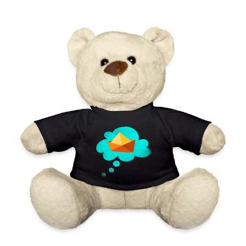 Paper Boat Cloud Travel Travel Fever Ship Vacation - Teddy Bear - black - Front