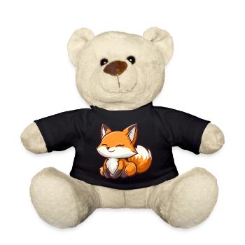Cute and Happy Fox in Cartoon Style - Teddy Bear - black - Front