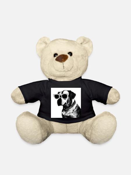 Black and white dog with sunglasses - Teddy Bear - black