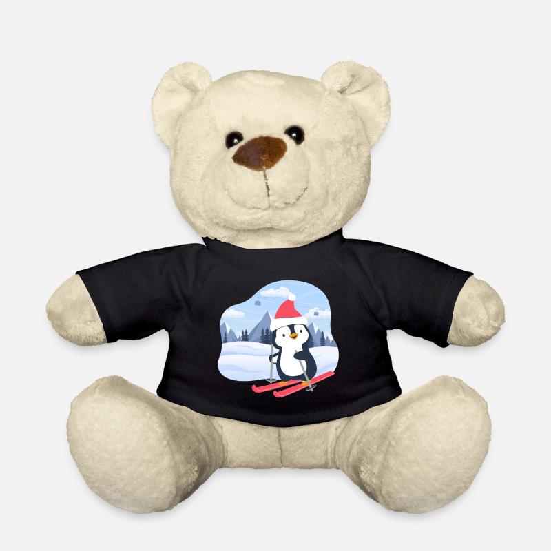 Kleiner Pinguin fährt Ski - Teddy - Schwarz