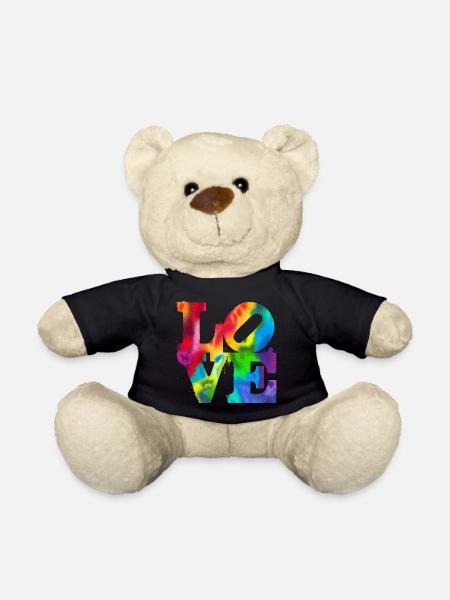 Rainbow Graffiti LOVE Burst - Teddy Bear - black