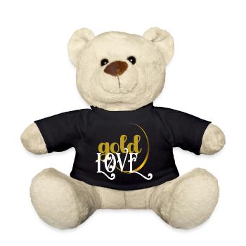 Elegant Gold and White Love Heart Design - Teddy Bear - black - Front