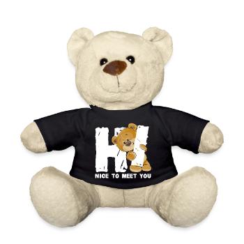 Niedlicher Teddybär Begrüßung englischer Spruch - Teddy - Schwarz - Vorne