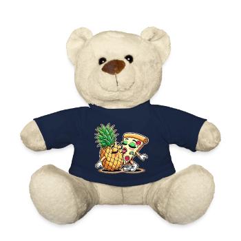Pizza Hawaii Baiser Relation d’amour Drôle Cadeau - Nounours - bleu marine - Devant