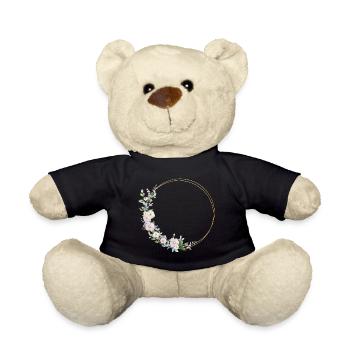 Spring Wreath - Personalizable - Teddy Bear - black - Front