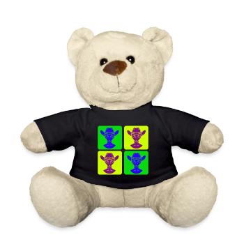 Alien Cowboy Pop Art Design - Teddy Bear - black - Front