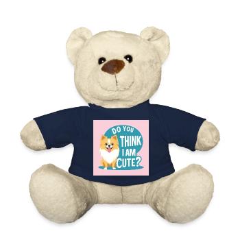 Pomeranian Dog "Do You Think I am cute?" - Teddy Bear - french navy - Front