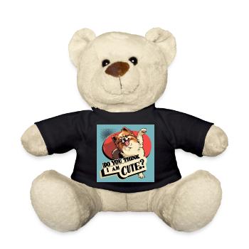 Funny Pomeranian Dog - Do You Think I Am Cute? - Teddy Bear - black - Front