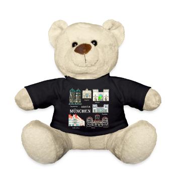 München, Handzeichnung Wahrzeichen, Bayern - Teddy - Schwarz - Vorne
