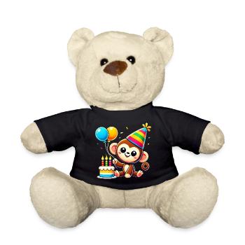 Monkey Kid Celebrating Birthday - Teddy - Schwarz - Vorne