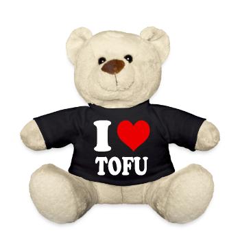 Ich liebe Tofu Veganes Essen Gemüse Lustiges Herz - Teddy - Schwarz - Vorne