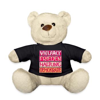 VIELFALT FRIEDEN HALTUNG DEMOKRATIE - Teddy - Schwarz - Vorne