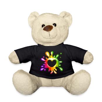 Herz Klecks - Farbenfrohe Liebe - Teddy - Schwarz - Vorne
