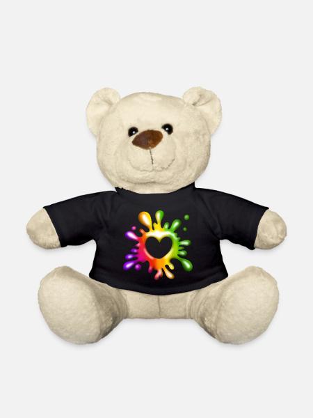 Herz Klecks - Farbenfrohe Liebe - Teddy - Schwarz