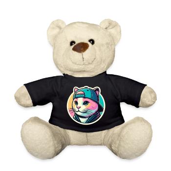 Cat with cap in pastel - Teddy Bear - black - Front