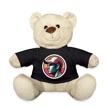 Man with tennis cap in pastel - Teddy Bear - black - Front