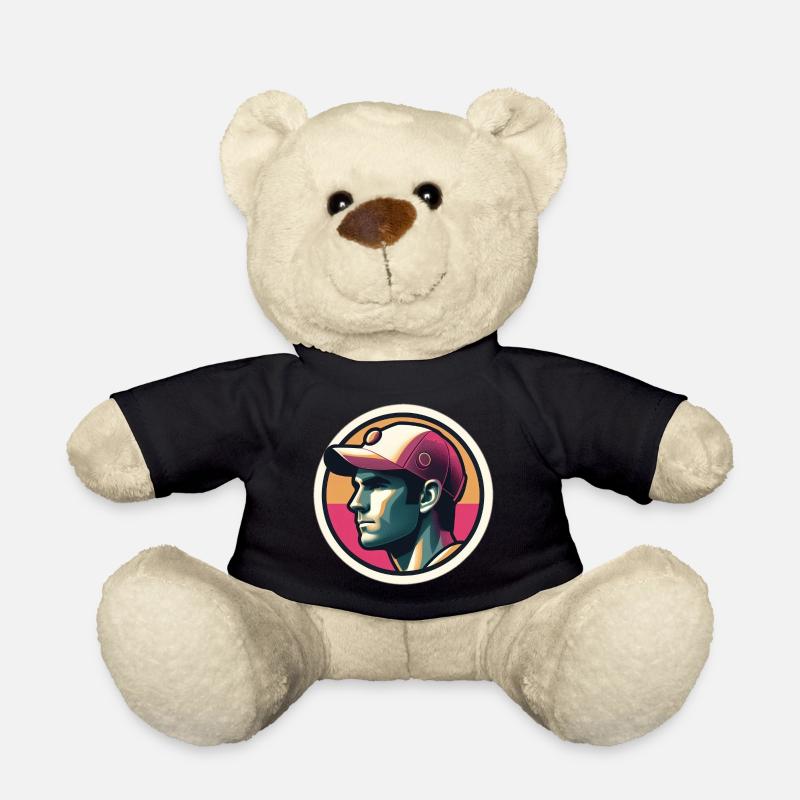 Mann mit Tennismütze in Pastell - Teddy - Schwarz